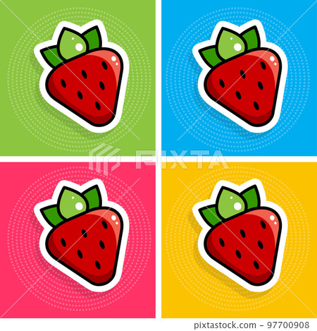 Cartoon strawberry. Pop art poster. Pop Art stickers. Vector illustration 97700908