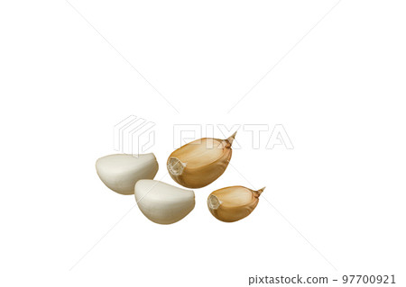 garlic cloves isolated on white background, healthy eating, copy space. Healthy food. Banner, cover, mockup garlic cloves isolated on white background, healthy eating, copy space. Healthy food. Banner, cover, mockup 97700921