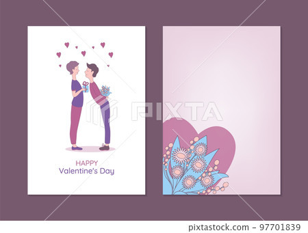 Valentine day card template with LGBT people. Valentine day card template with LGBT people. 97701839