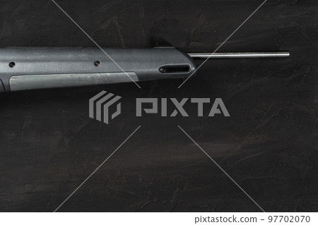 Smoothbore hunting gun on black background close up 97702070