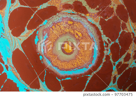 Abstract marble patternwith circle. Traditional art of Ebru marbling 97703475