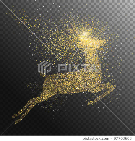 Christmas holiday gold glitter jumping deer transparent background 97703603