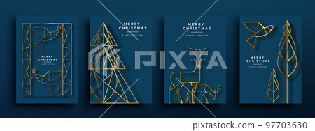 Merry Christmas and New Year blue set template cover Merry Christmas and New Year blue set template cover 97703630
