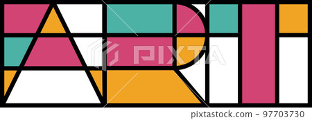 Colorful art text in simple line style vector 97703730