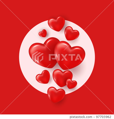 Valentine's Day banner with 3d red heart. Red... - Stock Illustration ...