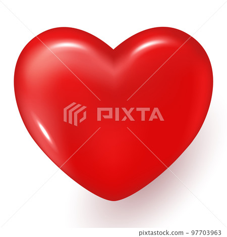 Red heart. Realistic 3d design icon heart symbol love. Valentine's Day. Vector illustration 97703963