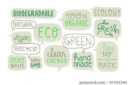 Green nature care lettering quote label isolated 97704346