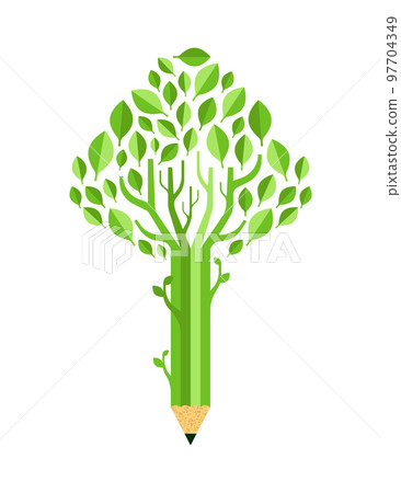 Green pencil tree concept isolated for education Green pencil tree concept isolated for education 97704349
