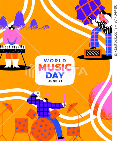 World Music Day poster diverse people band art World Music Day poster diverse people band art 97704480