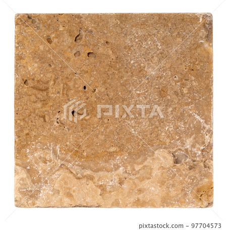 Natural travertine tile isolated on white. Scabos travertine. Ready for clipping path. Natural travertine tile isolated on white. Scabos travertine. Ready for clipping path. 97704573