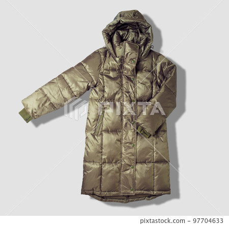 Female down jacket isolated on white. Front view. Clipping path ready. 97704633