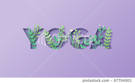 Nature yoga paper cut plant leaf concept Nature yoga paper cut plant leaf concept 97704801