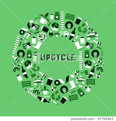 Upcycling green modern flat icon upcycle concept Upcycling green modern flat icon upcycle concept 97704963
