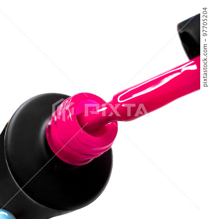 Bottle of nail polish pink, for manicure. Close-up. Bottle of nail polish pink, for manicure. Close-up. 97705204