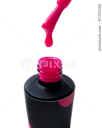 Bottle of nail polish pink, for manicure. Close-up. Bottle of nail polish pink, for manicure. Close-up. 97705206