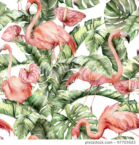 Hand drawing print design flamingo pattern Vector Image