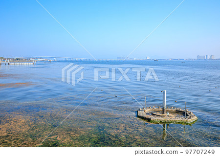 滋賀縣大津市秋季萬月寺浮禦堂的景色 97707249