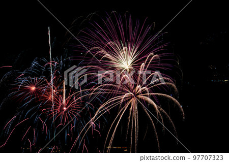 Fireworks on a winter night 97707323