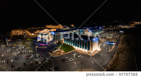 Aerial view of the Wendover city near Bonneville Salt Flats in Nevada. 97707368