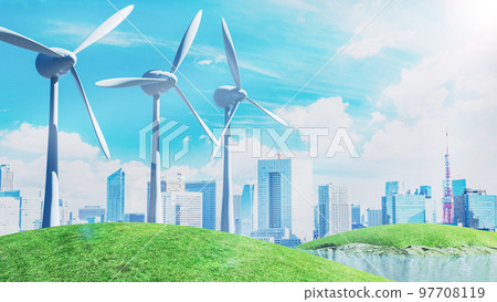 東京城市景觀和風力發電 97708119