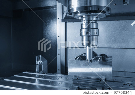 The CNC milling machine rough cutting the injection mold parts by indexable tools. 97708344