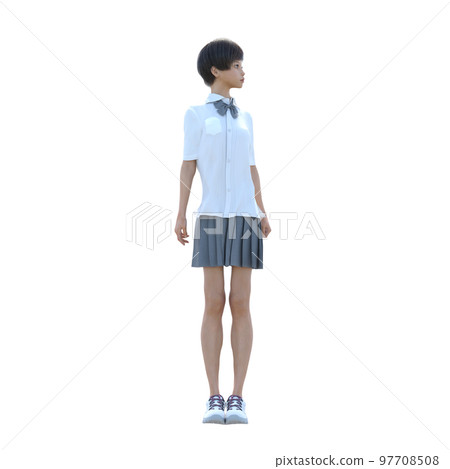 High school girl posing perming3DCG illustration material High school girl posing perming3DCG illustration material 97708508