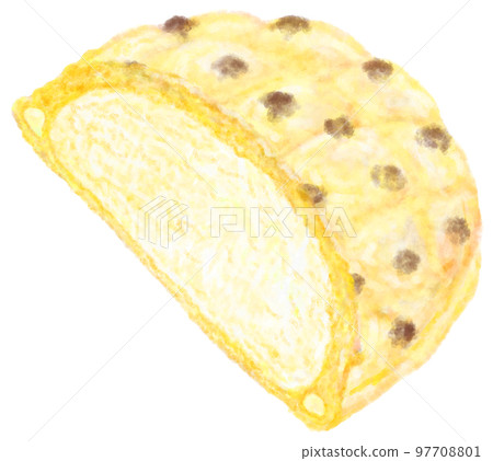 Cross section of chocolate chip melon bread 97708801