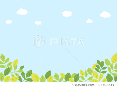 Refreshing blue sky and leaves background illustration 97708835