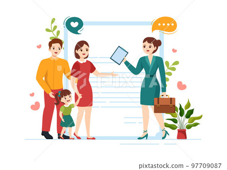 Child Adoption Agency By Taking Kids To Be Raised, Cared And Educated With Love In Flat Cartoon Hand Drawn Template Illustration 97709087