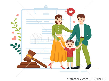 Child Adoption Agency By Taking Kids To Be Raised, Cared And Educated With Love In Flat Cartoon Hand Drawn Template Illustration 97709088