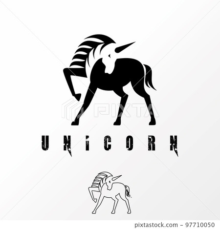 Simple and Unique Unicorn shape with negative - Stock 
