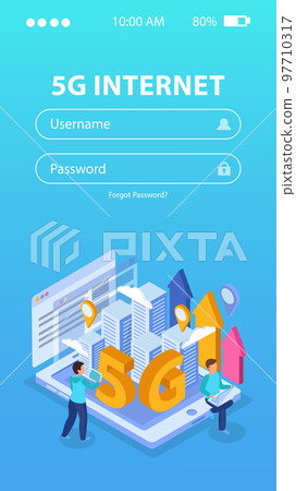 Isometric 5g Internet Background Isometric 5g Internet Background 97710317