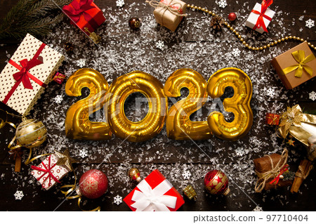 Happy New Year Background. Start to 2023. 3D illustration Happy New Year Background. Start to 2023. 3D illustration 97710404
