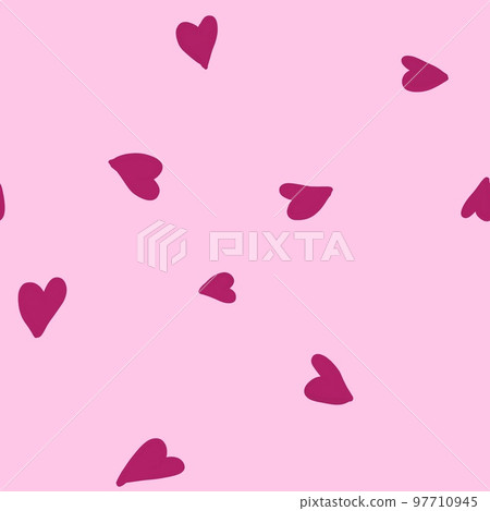 Hand drawn seamless pattern with pink st valentines day hearts