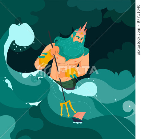 Poseidon Cartoon Illustration 97711040