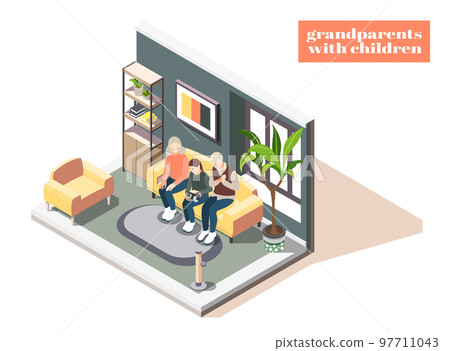 Grandparents With Children Isometric Illustration Grandparents With Children Isometric Illustration 97711043