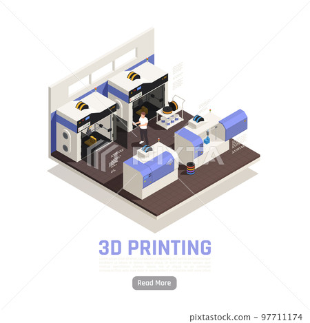 3d Printing Isometric Illustration 3d Printing Isometric Illustration 97711174