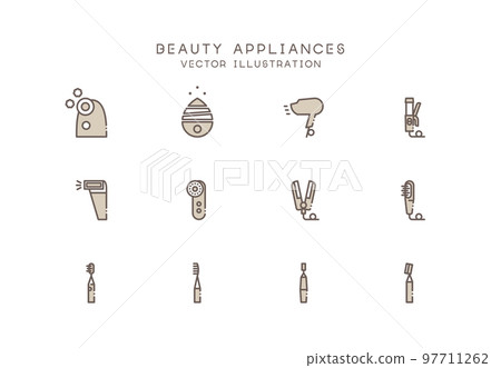 Beauty appliance icon set black two tone Beauty appliance icon set black two tone 97711262