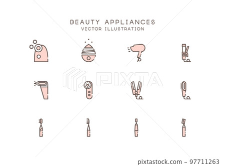 Beauty appliance icon set red two tone Beauty appliance icon set red two tone 97711263