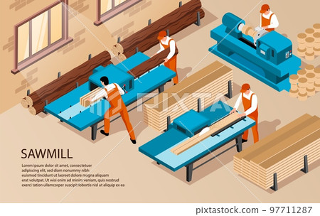 Isometric Sawmill Indoor Background 97711287
