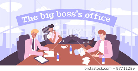 Big Boss Office Flat Background 97711289