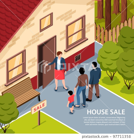 House Sale Isometric Background 97711358