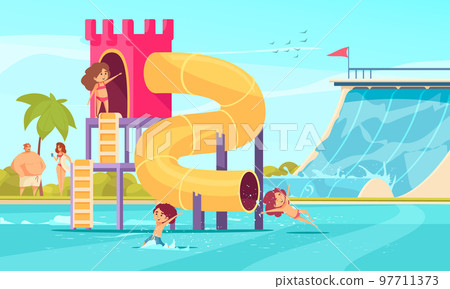 Aqua Park Family Slides Composition 97711373
