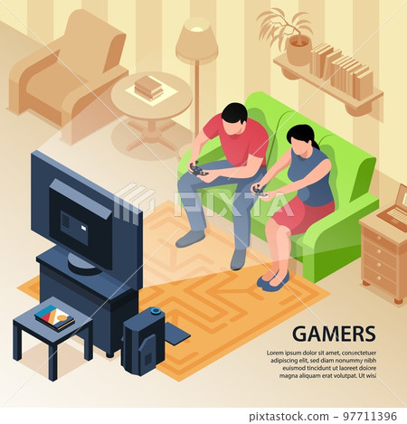 Gamers Family Isometric Background Gamers Family Isometric Background 97711396