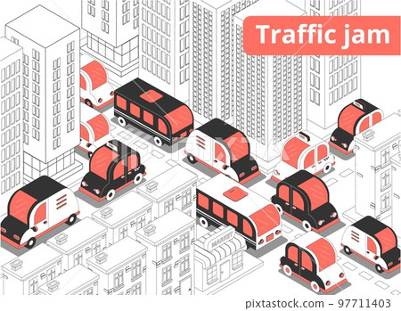 Traffic Jam Isometric Composition Traffic Jam Isometric Composition 97711403