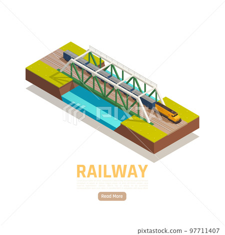 Isometric Railway Bridge Background 97711407