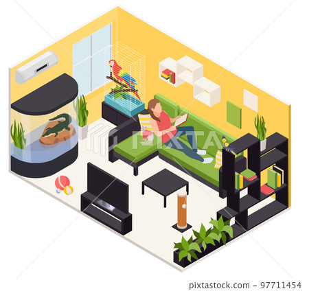Exotic Pet Animals Isometric Interior 97711454
