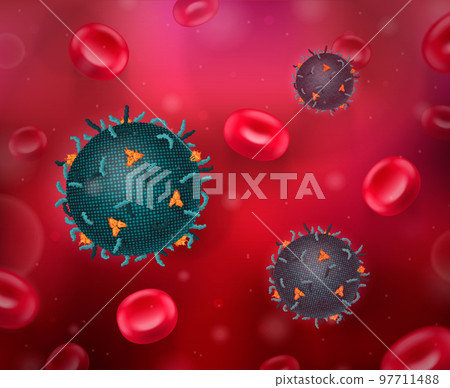 Viruses Blood Realistic Composition 97711488