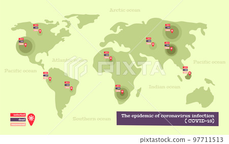 Coronavirus Map Flat Background Coronavirus Map Flat Background 97711513