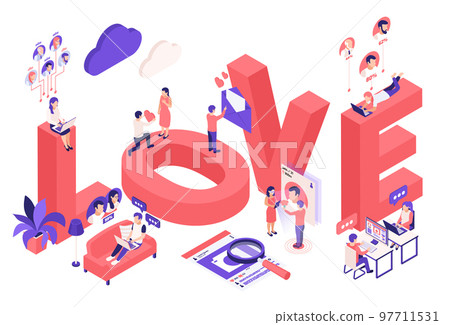 Online Dating Isometric Composition Online Dating Isometric Composition 97711531